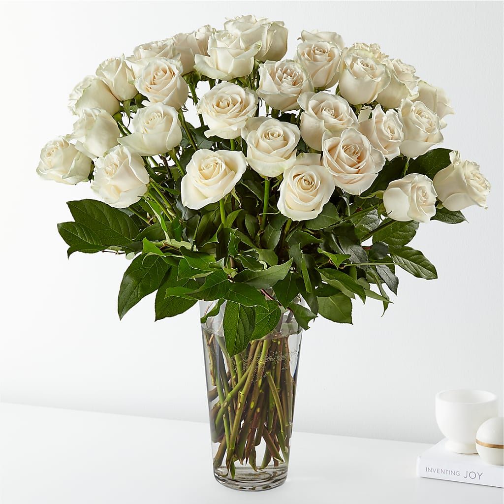 Long Stem White Rose Bouquet – The Flower Factory, Tarzana CA