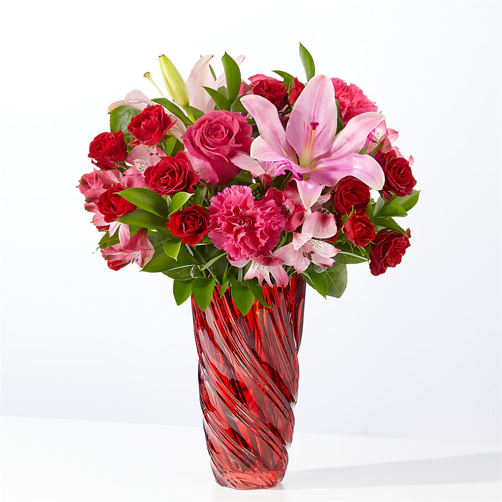In Love Bouquet with Luxe Swirl Vase – The Flower Factory, Tarzana CA