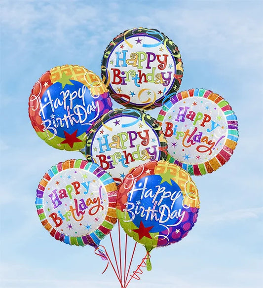 Half Dozen Birthday Mylar Balloon Bouquet