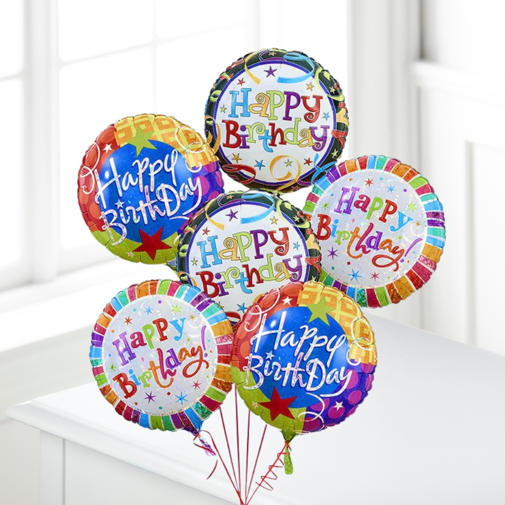 Birthday Half-Dozen Mylar Balloon Bouquet