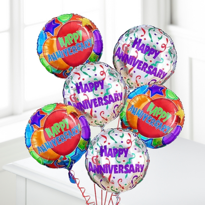 Happy Anniversary Half-Dozen Mylar Balloon Bouquet –  The Flower Factory, Tarzana CA