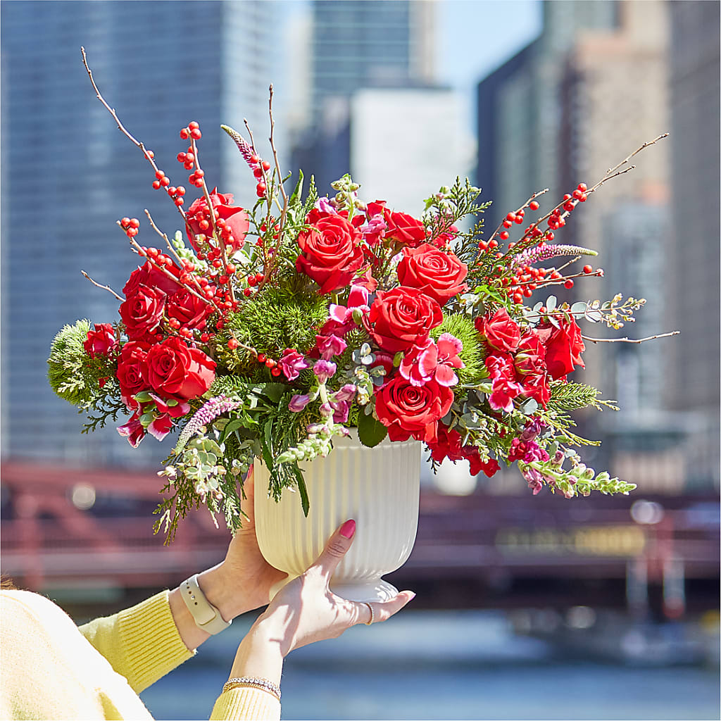 Big Red Bow Bouquet –  The Flower Factory, Tarzana CA