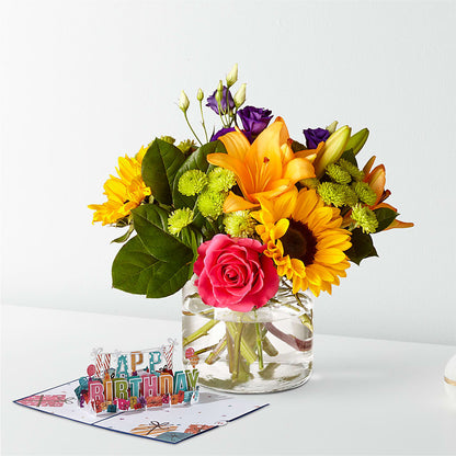 Bouquet du meilleur jour et carte pop-up d'anniversaire Lovepop®