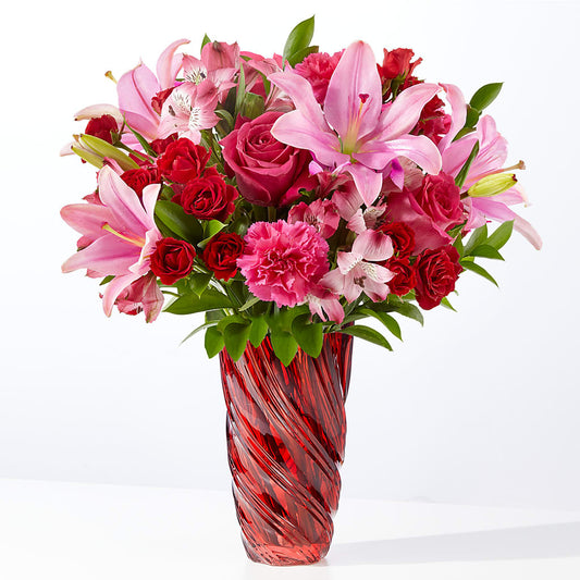 In Love Bouquet with Luxe Swirl Vase –  The Flower Factory, Tarzana CA
