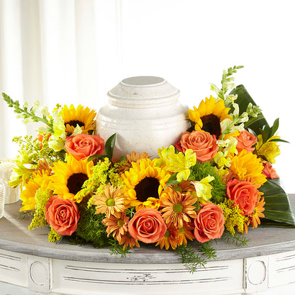 Faithful Sunflower Cremation Adornment –  The Flower Factory, Tarzana CA