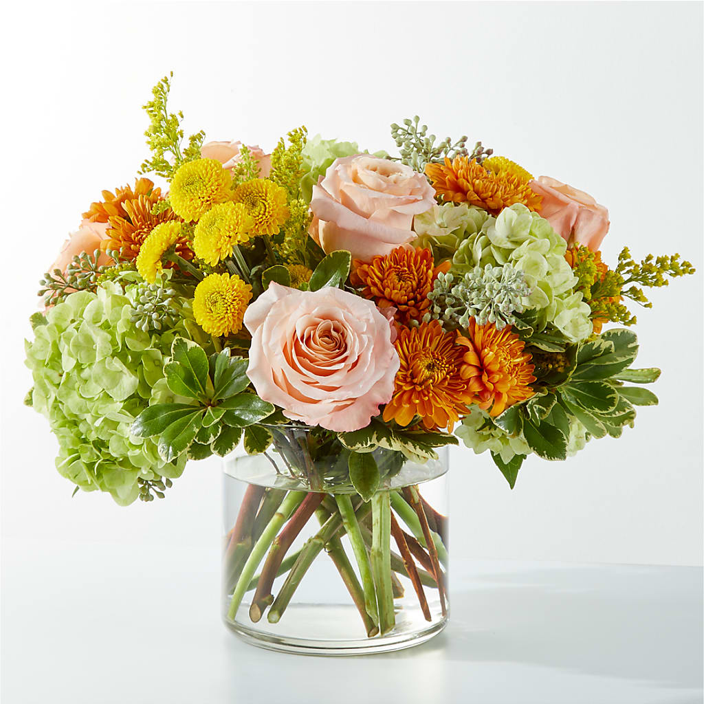 5 Flower Tabletop Bouquet With 5 popular Glass Autumn Flowers 18