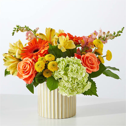 Autumn Sunshine Bouquet with Ivory Vase –  The Flower Factory, Tarzana CA