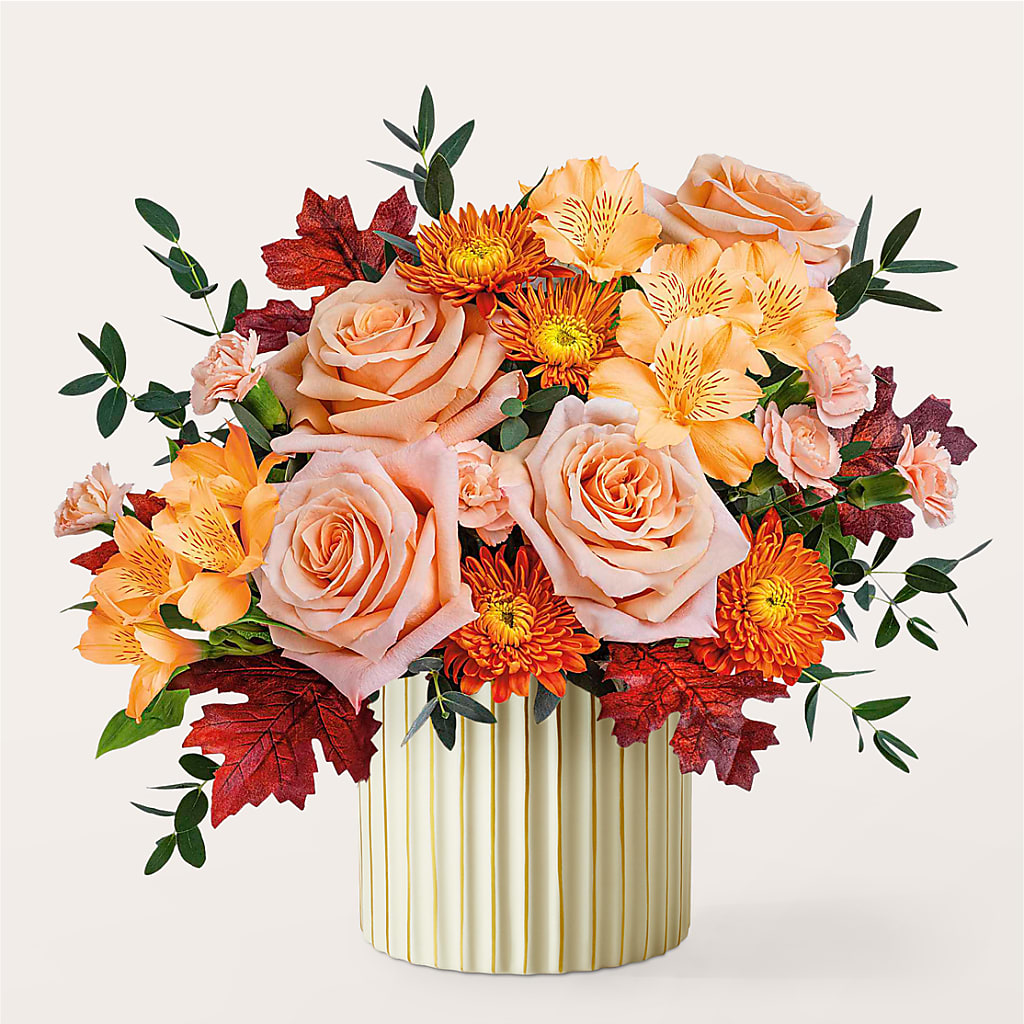 Spiced Latte Bouquet with Ivory Vase –  The Flower Factory, Tarzana CA