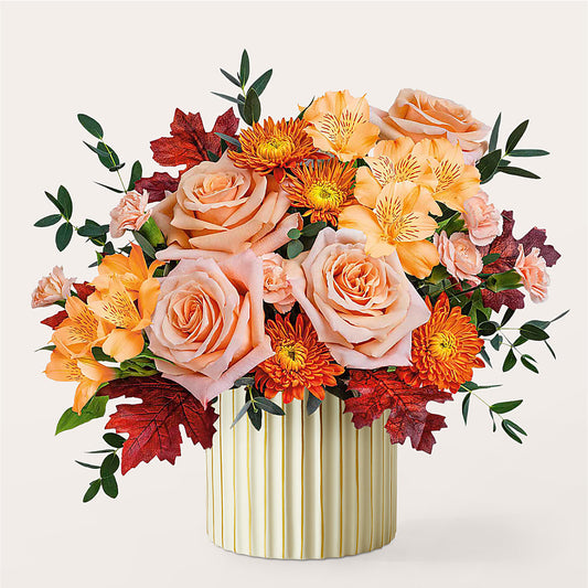 Spiced Latte Bouquet with Ivory Vase –  The Flower Factory, Tarzana CA