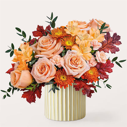 Spiced Latte Bouquet with Ivory Vase –  The Flower Factory, Tarzana CA