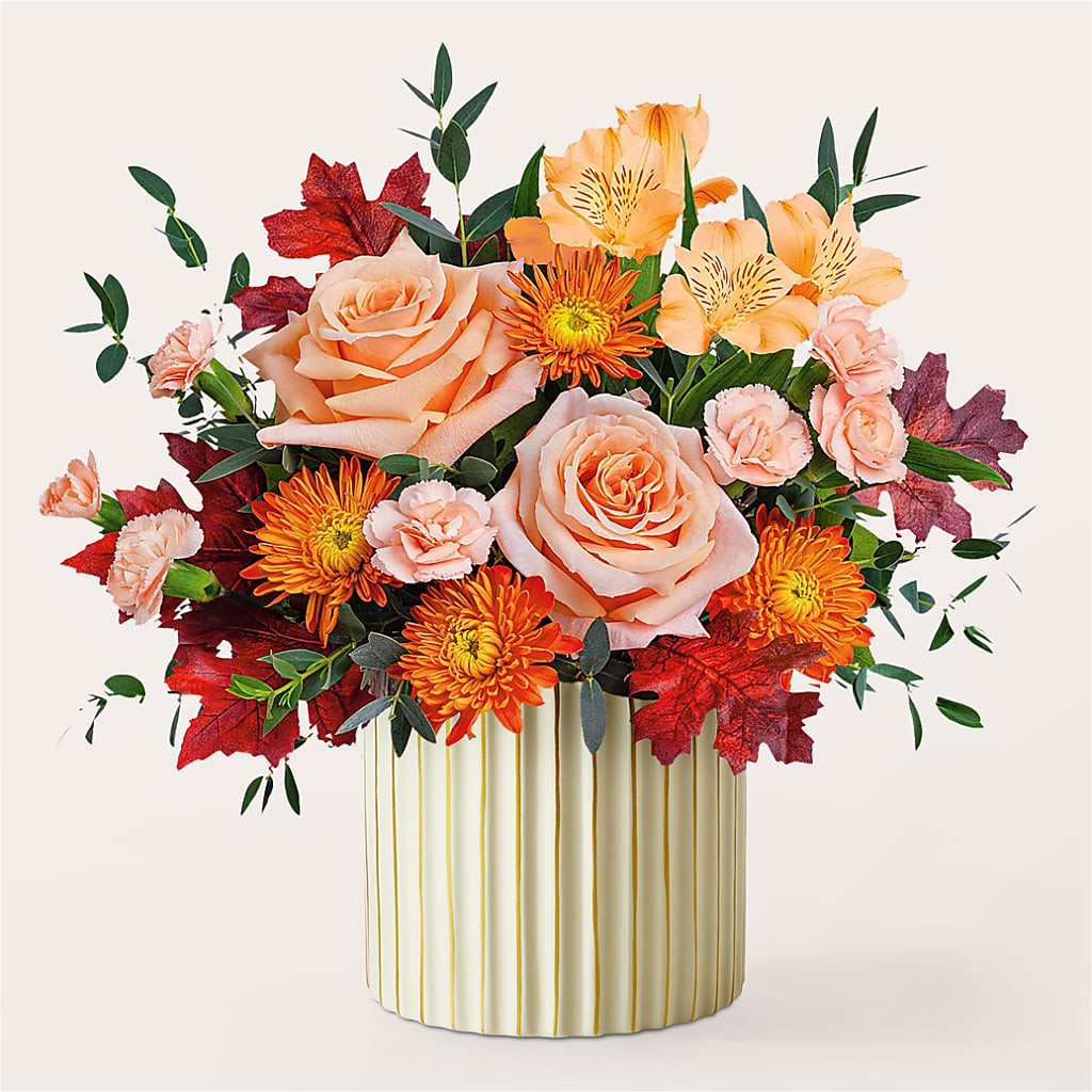 Spiced Latte Bouquet with Ivory Vase –  The Flower Factory, Tarzana CA
