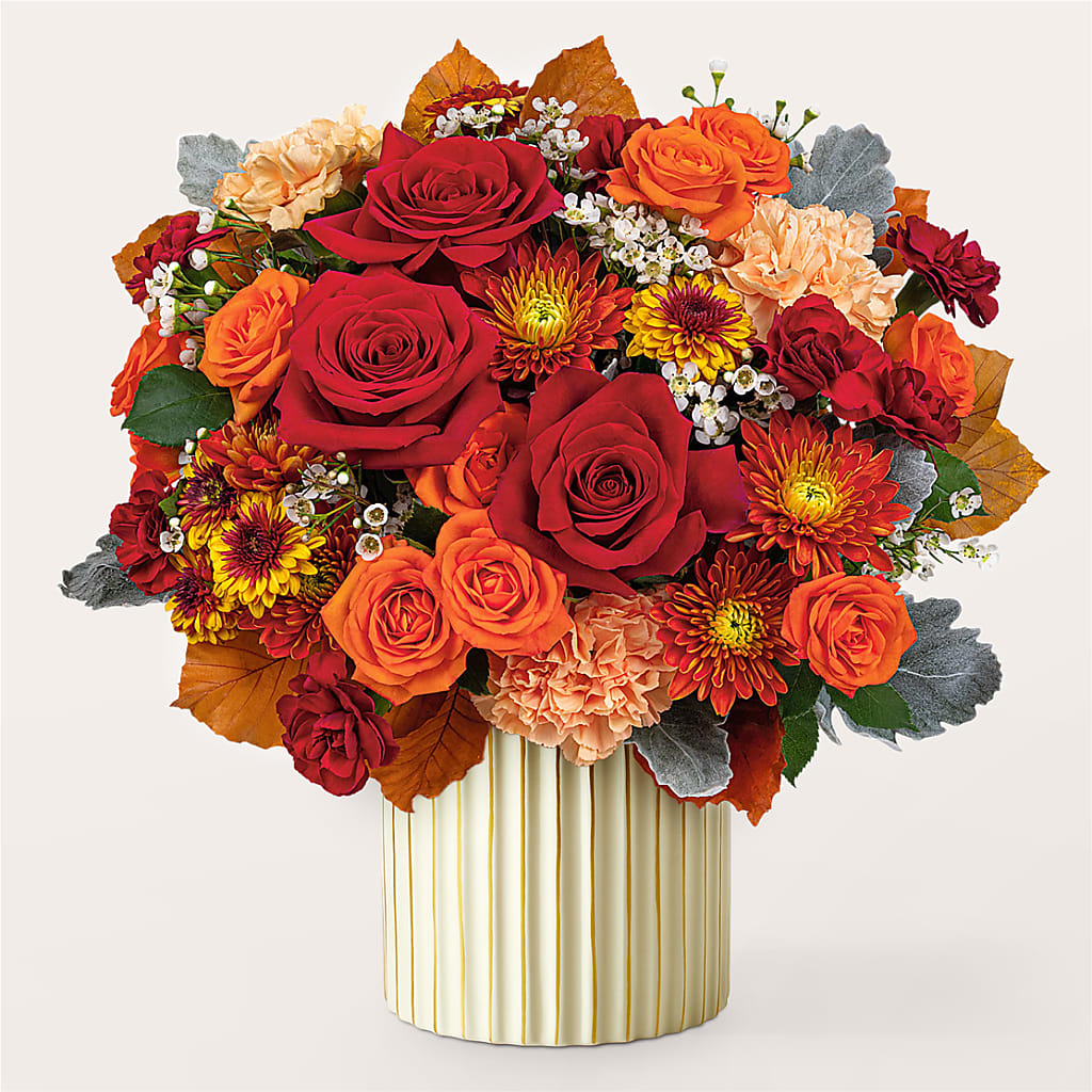Merlot Bouquet with Ivory Vase –  The Flower Factory, Tarzana CA