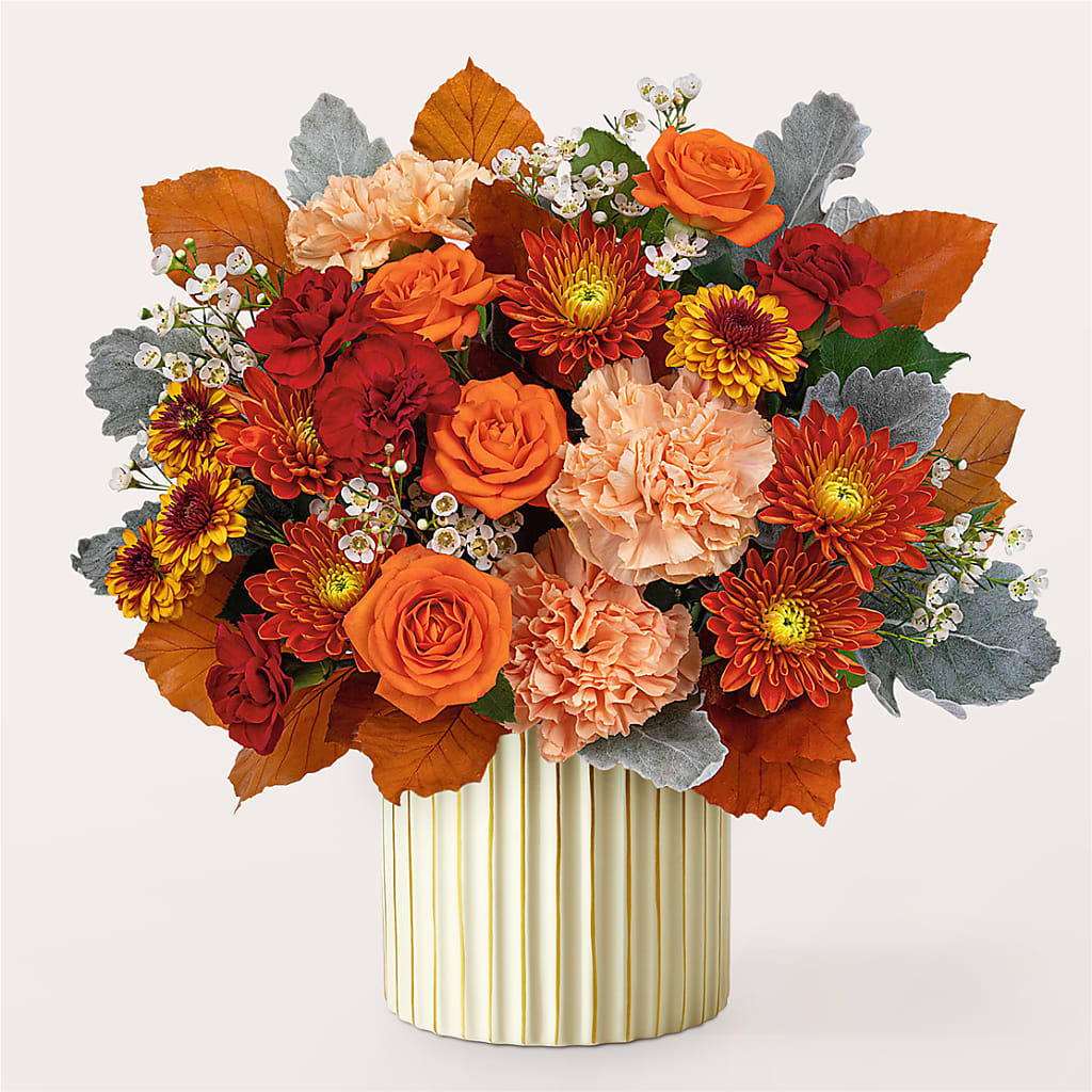 Merlot Bouquet with Ivory Vase –  The Flower Factory, Tarzana CA