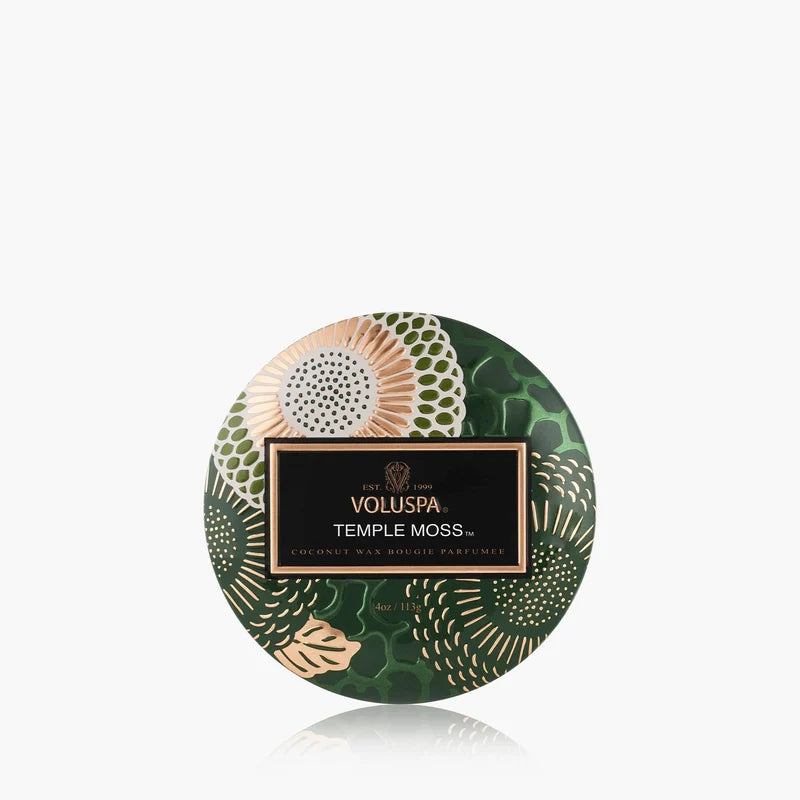 Voluspa Temple Moss Mini Tin Candle (4oz)  –  The Flower Factory, Tarzana CA