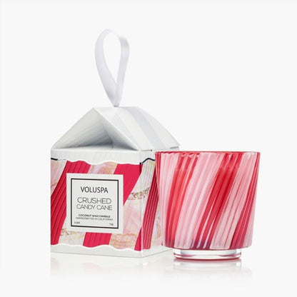 Crushed Candy Cane Ornament Pedestal Candle –  The Flower Factory, Tarzana CA
