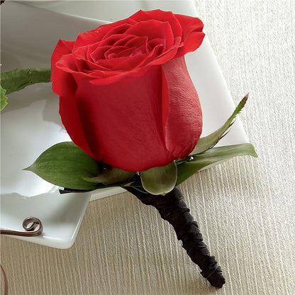 Red Rose Boutonniere –  The Flower Factory, Tarzana CA