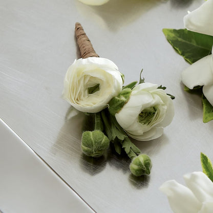White Ranunculus Boutonniere –  The Flower Factory, Tarzana CA