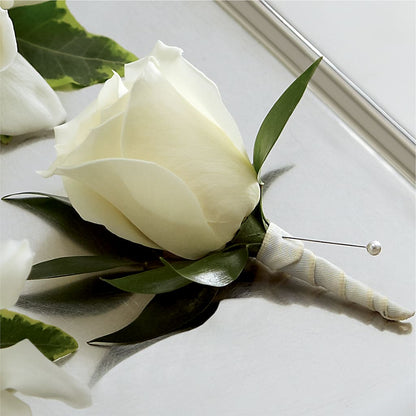 White Rose Boutonniere –  The Flower Factory, Tarzana CA