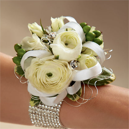 White Wedding Corsage –  The Flower Factory, Tarzana CA