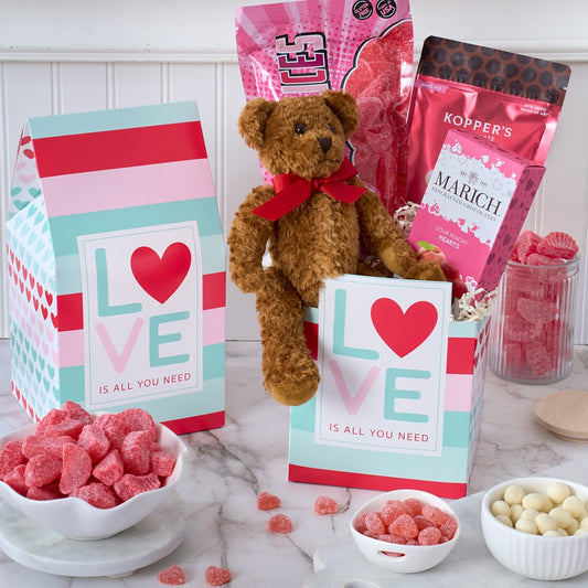 Valentine's Day Chocolate And Teddy Bear Gift Box