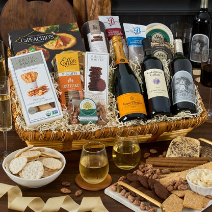 Wine and Champagne Trio Basket –  The Flower Factory, Tarzana CA